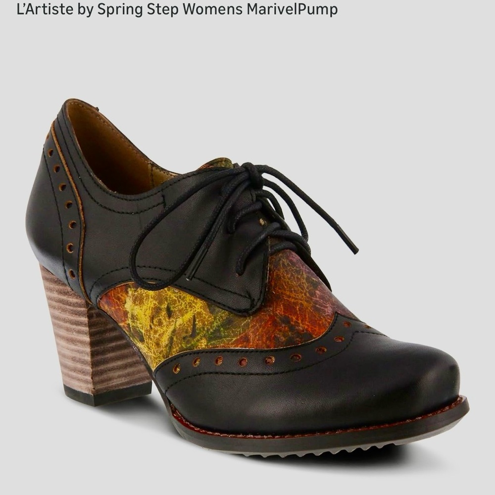 L’Artiste  / Spring Step  Heels - Black and Multicolor retro shoes , Oxford’s